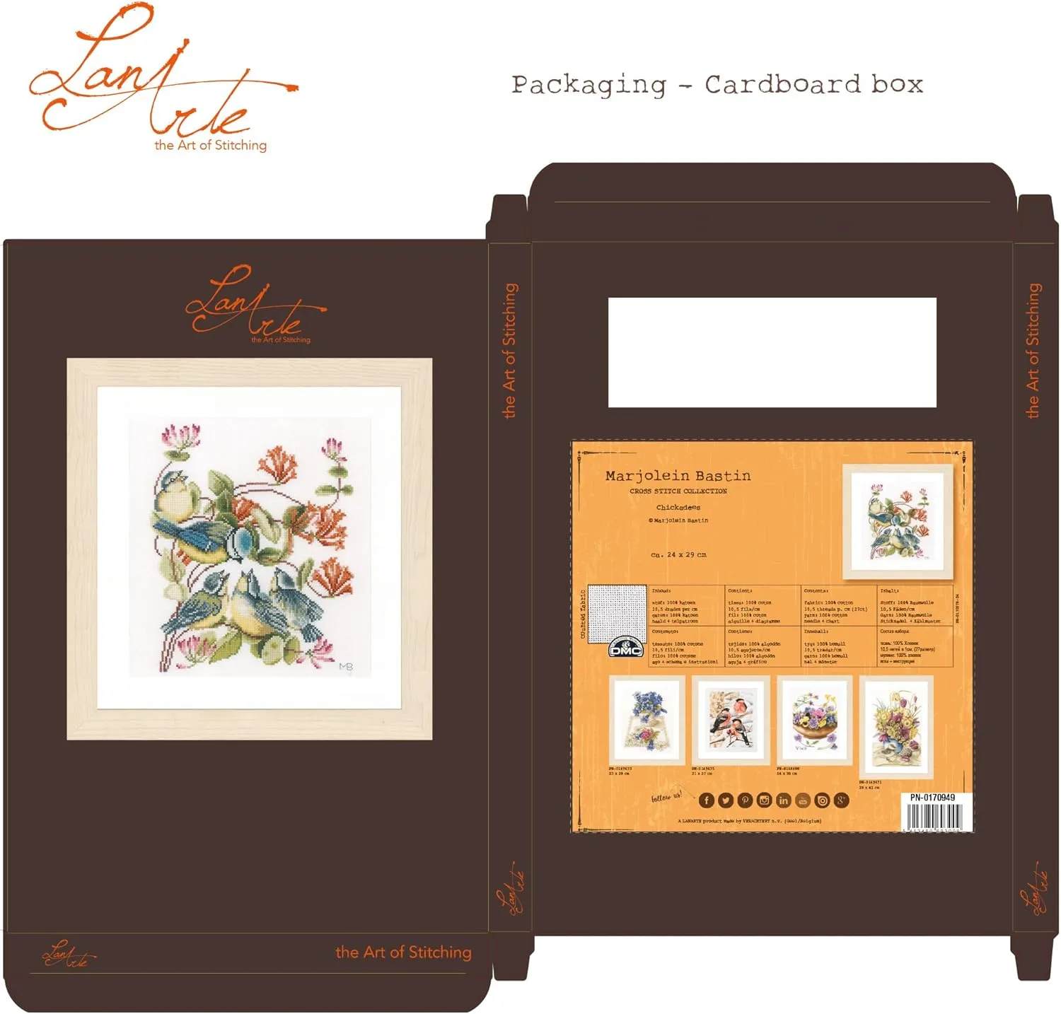 Counted Cross Stitch Kit: Chickadees (Evenweave), Cotton, NA, 24 x 29cm