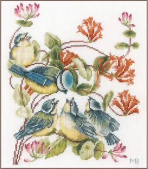 Counted Cross Stitch Kit: Chickadees (Evenweave), Cotton, NA, 24 x 29cm