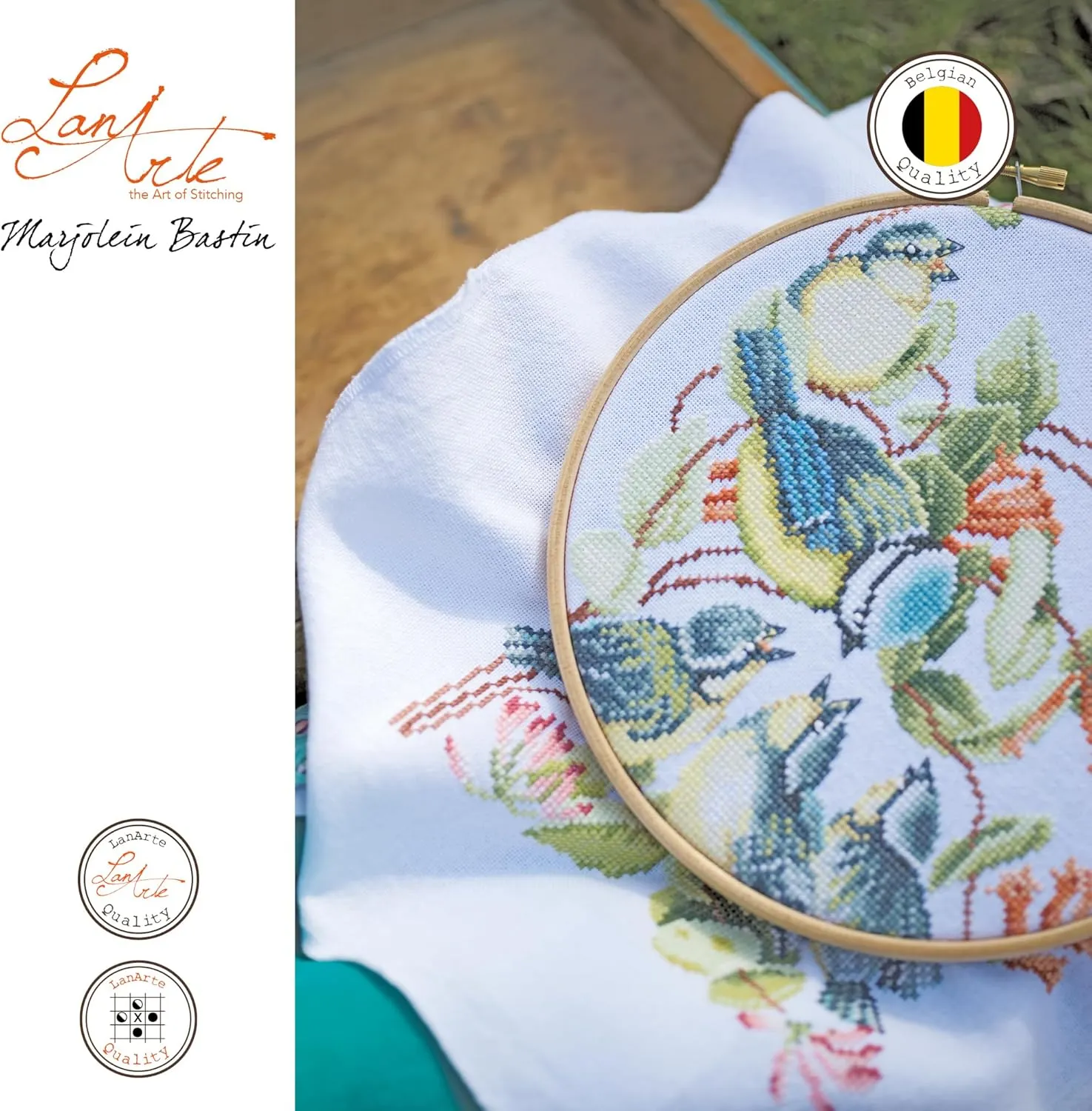Counted Cross Stitch Kit: Chickadees (Evenweave), Cotton, NA, 24 x 29cm