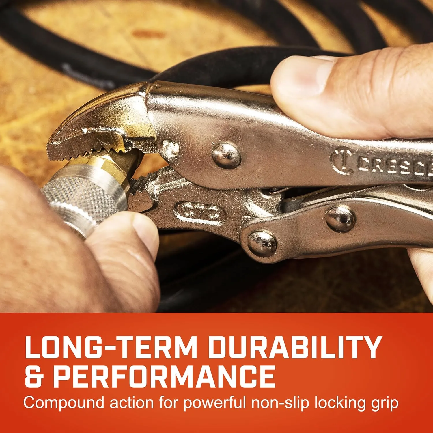 Crescent Curved Jaw Locking Pliers with Wire Cutter - Home DIY & Professional Mechanic Hand Tool for Nuts & Bolts, Cables, Wires - 7" - C7CVN