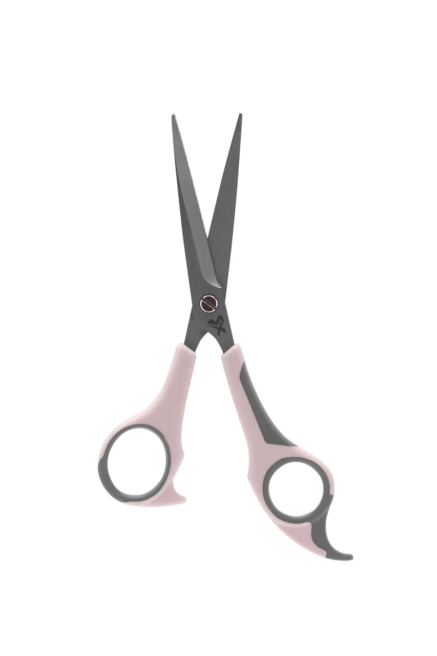 Cricket Style Xpress Pretty Daze Hair Cutting Scissors - Sharp Micro-Serrated Beveled Blades, Stainless Steel Shears Hair Scissors - Wet & Dry Use, Barber Accessories - 5.75", Soft Pink and Gray