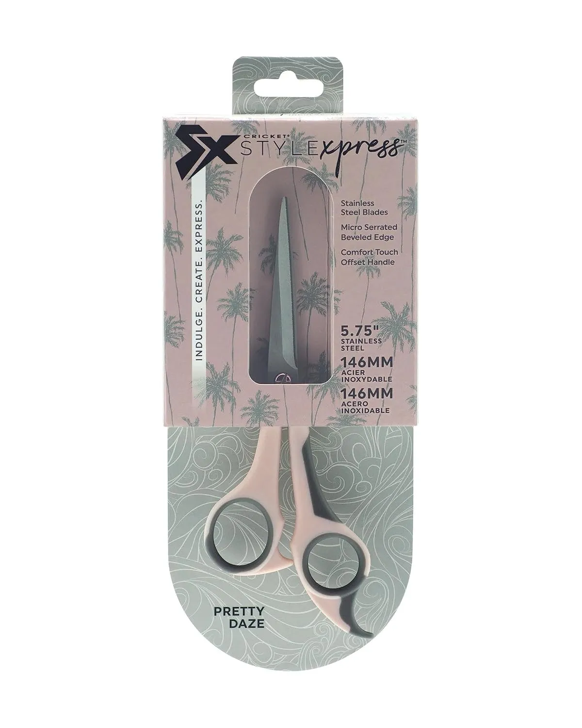 Cricket Style Xpress Pretty Daze Hair Cutting Scissors - Sharp Micro-Serrated Beveled Blades, Stainless Steel Shears Hair Scissors - Wet & Dry Use, Barber Accessories - 5.75", Soft Pink and Gray