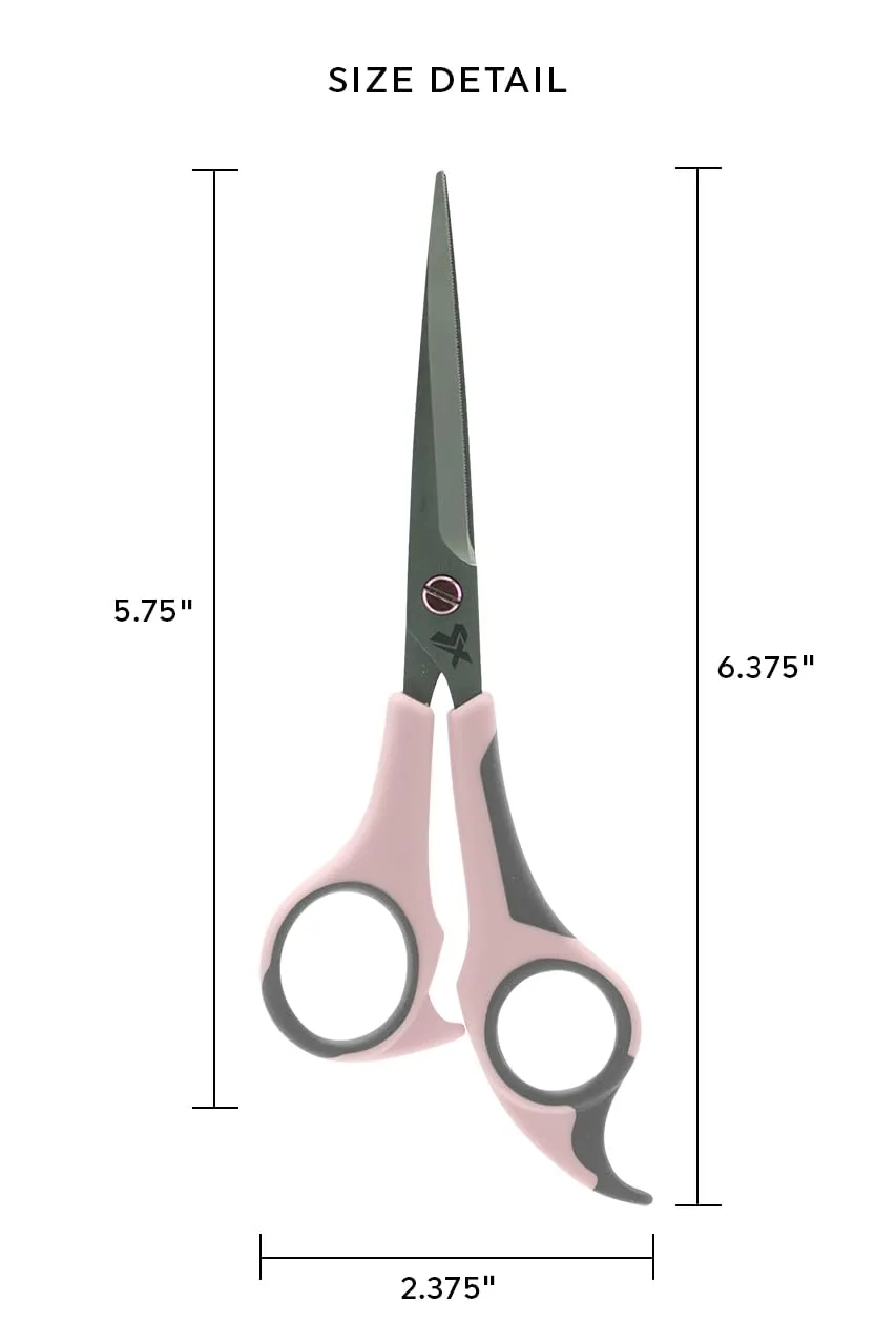Cricket Style Xpress Pretty Daze Hair Cutting Scissors - Sharp Micro-Serrated Beveled Blades, Stainless Steel Shears Hair Scissors - Wet & Dry Use, Barber Accessories - 5.75", Soft Pink and Gray