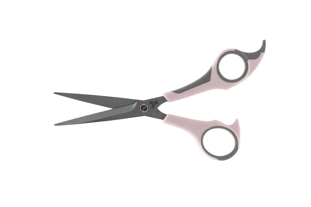 Cricket Style Xpress Pretty Daze Hair Cutting Scissors - Sharp Micro-Serrated Beveled Blades, Stainless Steel Shears Hair Scissors - Wet & Dry Use, Barber Accessories - 5.75", Soft Pink and Gray
