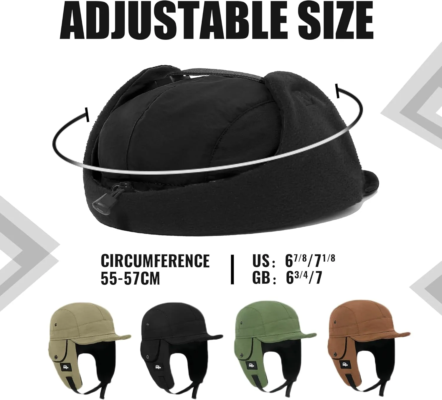 Croogo Men Hunting Ushanka Russian Hats Waterproof Snowboard Ear Flaps Trapper Trooper Hat Eskimo Ski Cap