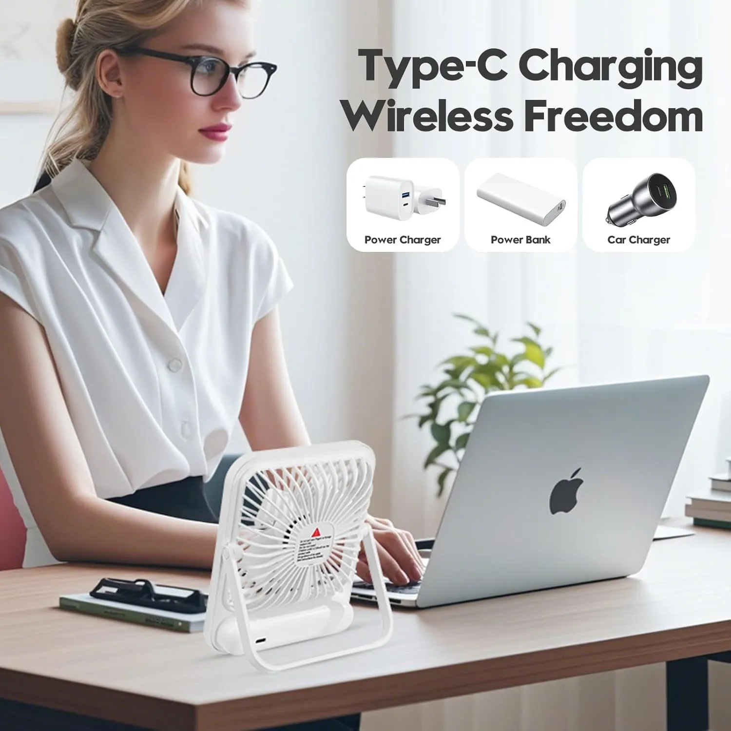 Cruise-Approved Fan Compact Ultra Thin Travel Fan for Sleeping Rechargeable with 180° Rotating Stand, Digital Display TYPE-C Charging, Whisper-Quiet for Cruise Camping Bedroom, Compact Desk Handheld