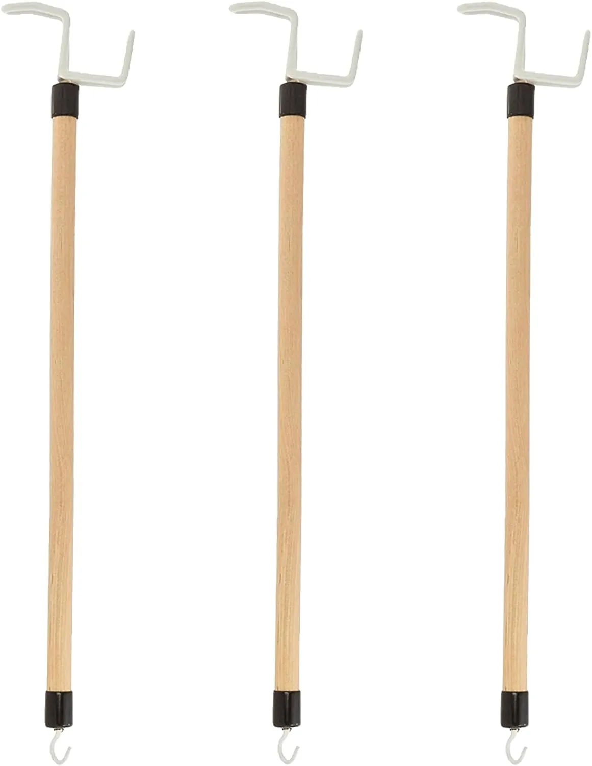 Cubii Health Deluxe Dressing Stick, 26" Long, Lacquered Wood with Reinforced Hook at End, 5/8" Diameter, Adaptive Dressing Aid Limits Bending & Reaching, Facilitates Putting Dressing Process, 3/PK