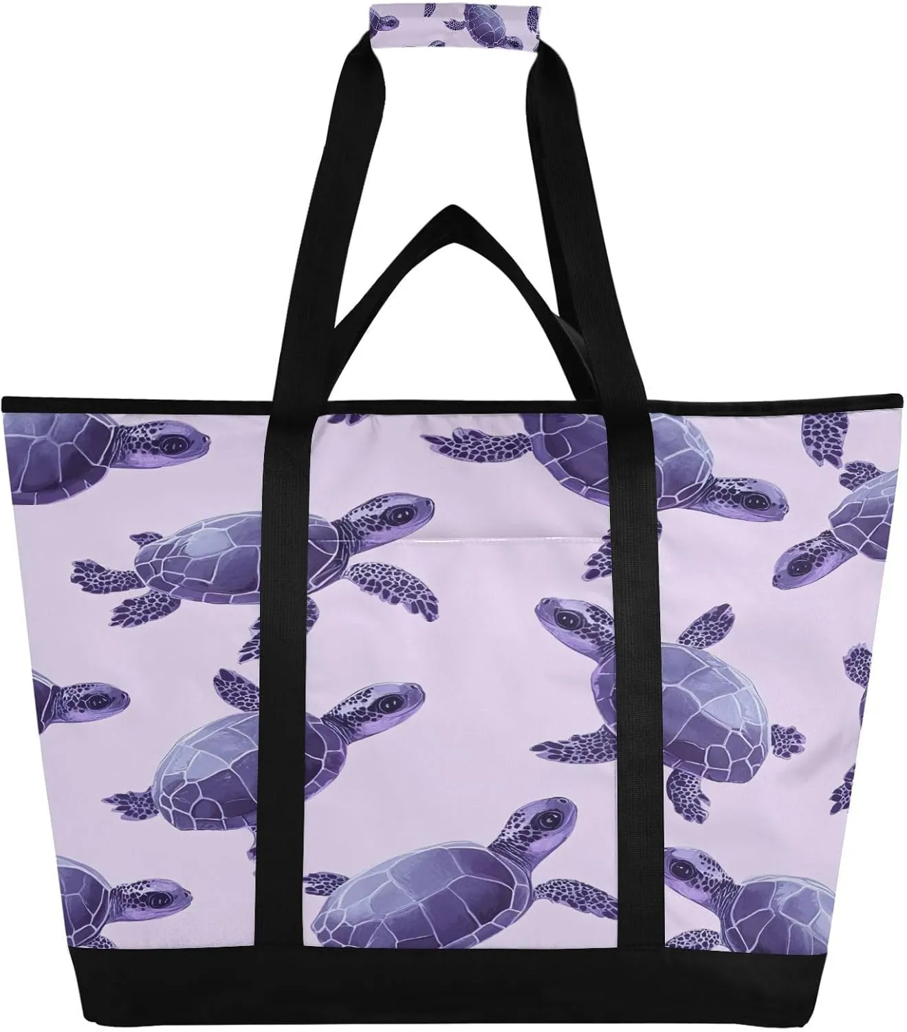 Cute Turtle Reusable Insulated Lunchbox Cooler Bag, Leakproof Kitchen Grocery Bag Collapsible Portable Cooler Tote Bag for Picnic, Camping, Office, Travel