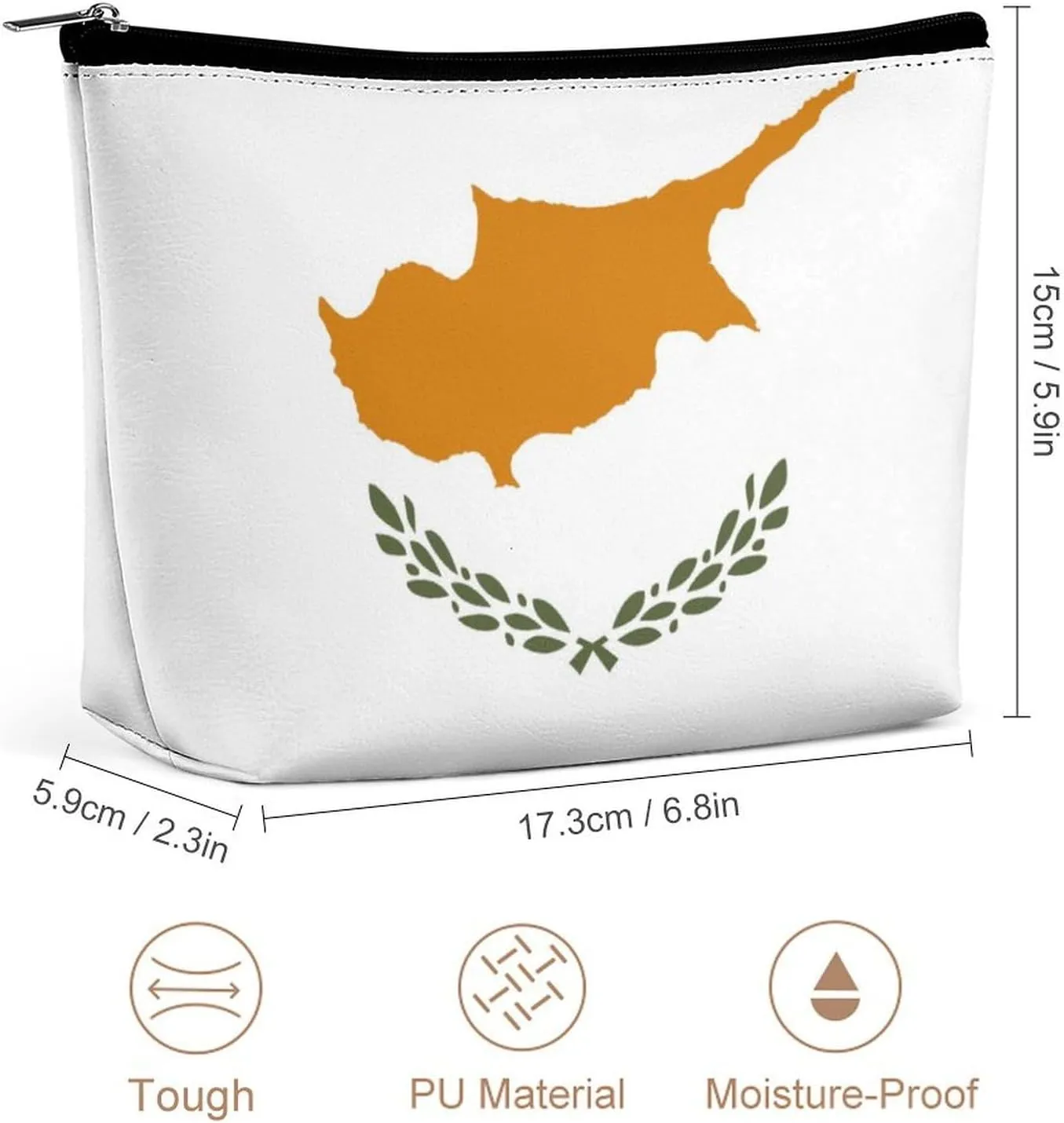 Cyprus Flag Travel Makeup Bag Lightweight Organizer Cosmetic Pouch for Women