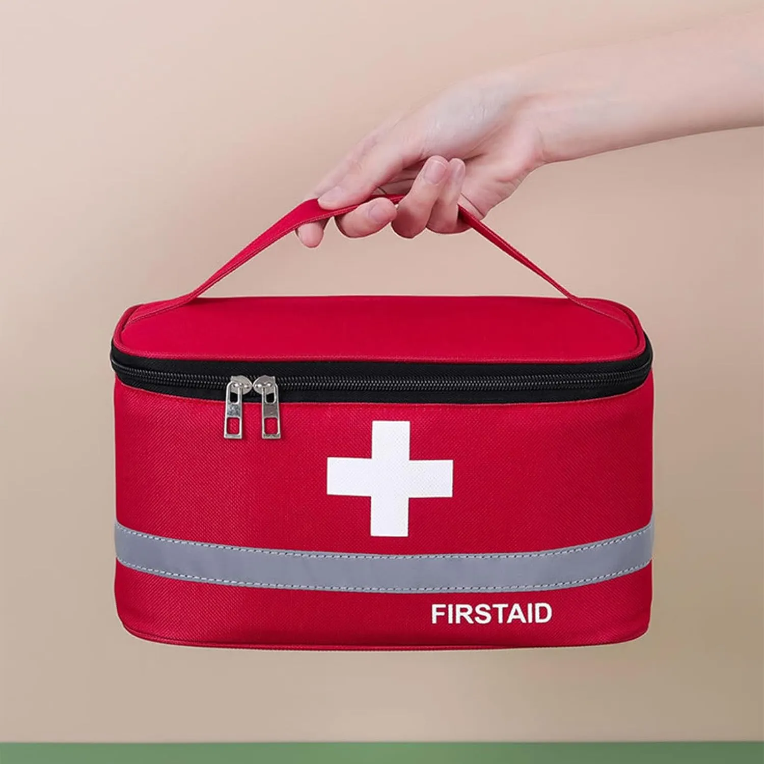 Dafape First Aid Empty Kit, Medical Kits Survival Trauma Bag for Emergency Travel Hiking Home Office Car Boat Outdoor Sports Camping Portable Rescue Zipper Pouch (Red)