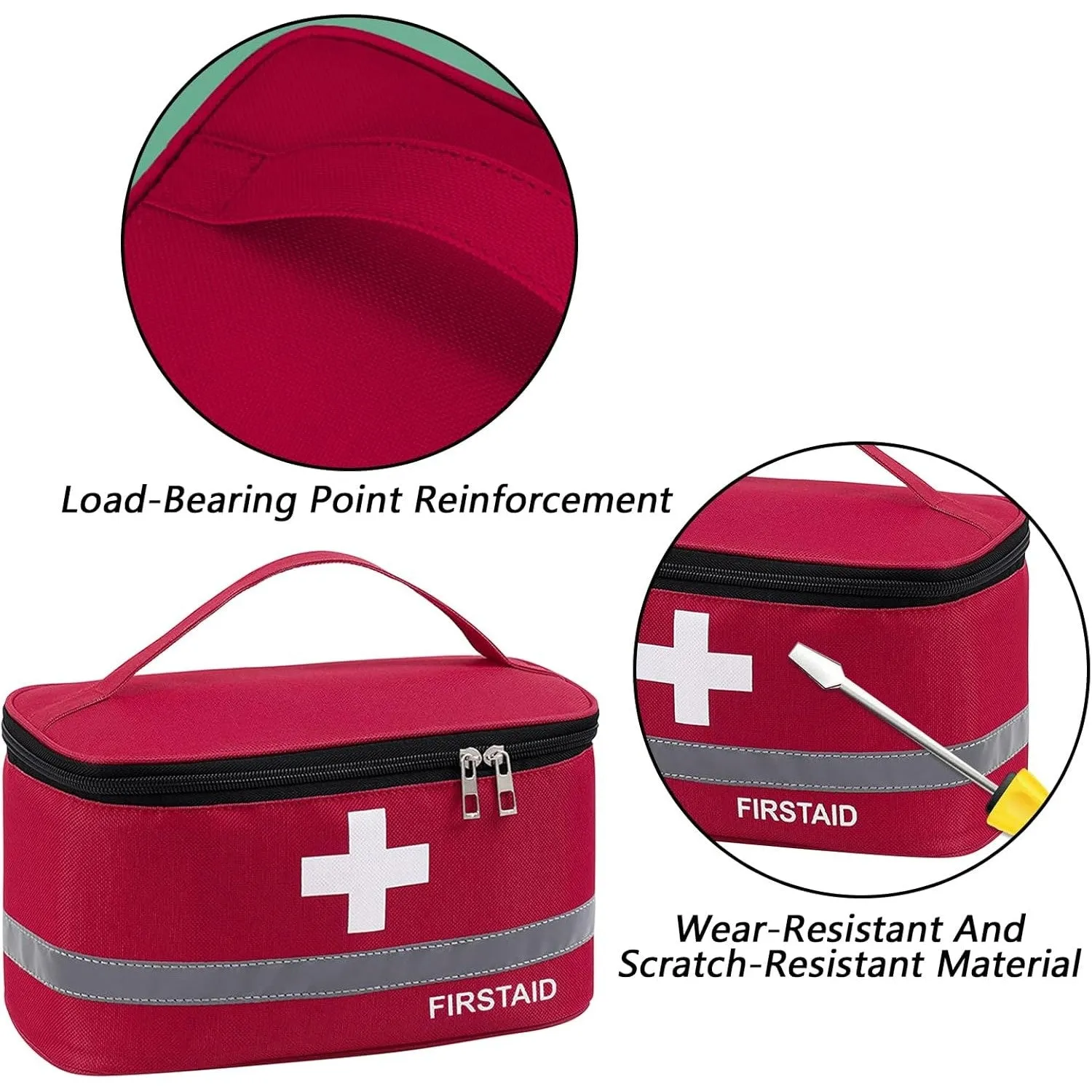 Dafape First Aid Empty Kit, Medical Kits Survival Trauma Bag for Emergency Travel Hiking Home Office Car Boat Outdoor Sports Camping Portable Rescue Zipper Pouch (Red)