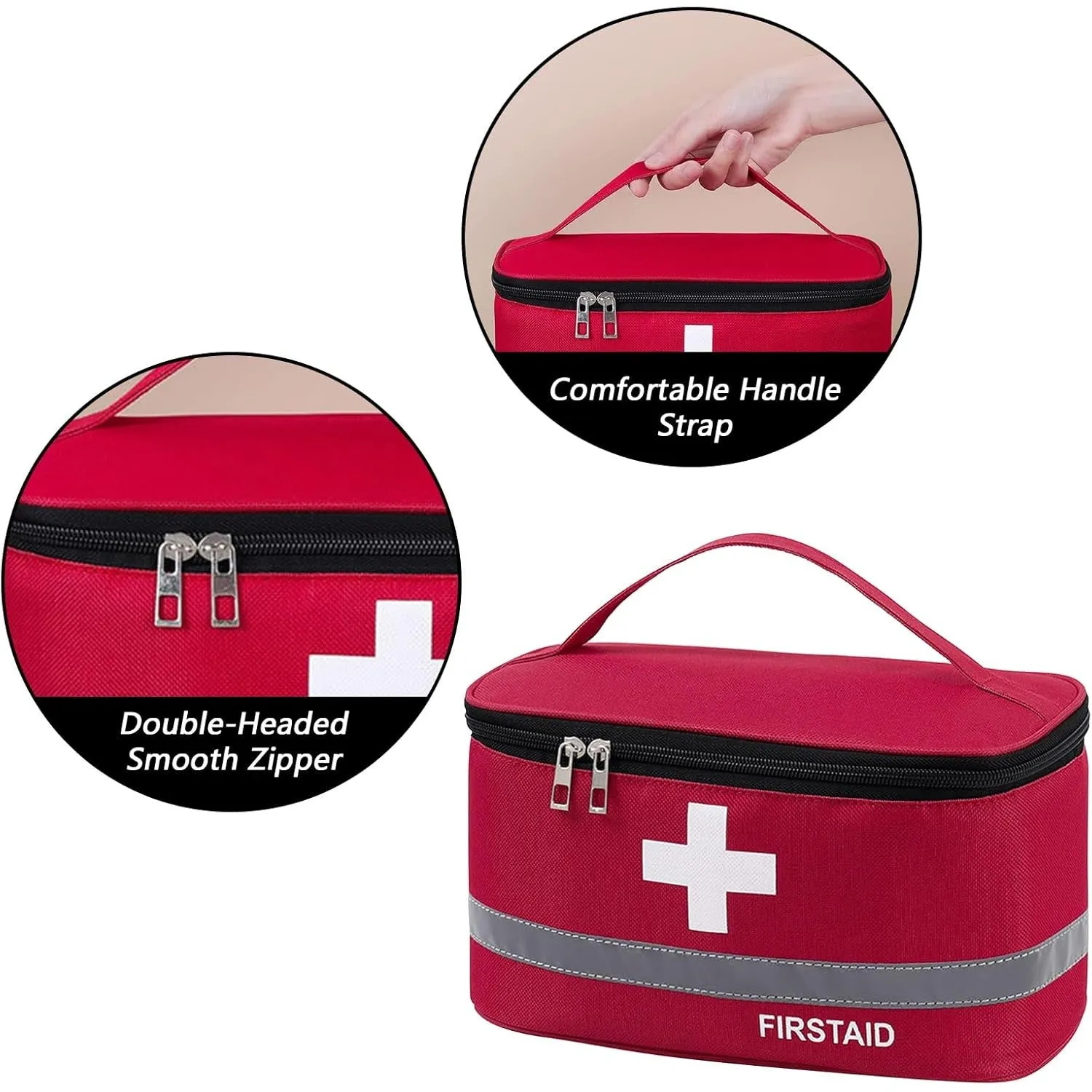 Dafape First Aid Empty Kit, Medical Kits Survival Trauma Bag for Emergency Travel Hiking Home Office Car Boat Outdoor Sports Camping Portable Rescue Zipper Pouch (Red)