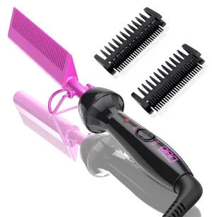 Dan Technology Mini Hot Pressing Comb 450℉ Dual Voltage Electric Straightener for Wigs and Natural Black Hair - Travel & Home Use