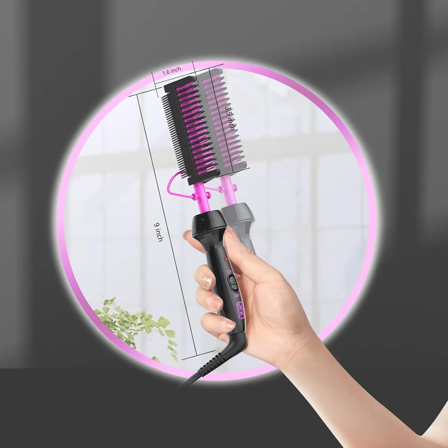 Dan Technology Mini Hot Pressing Comb 450℉ Dual Voltage Electric Straightener for Wigs and Natural Black Hair - Travel & Home Use