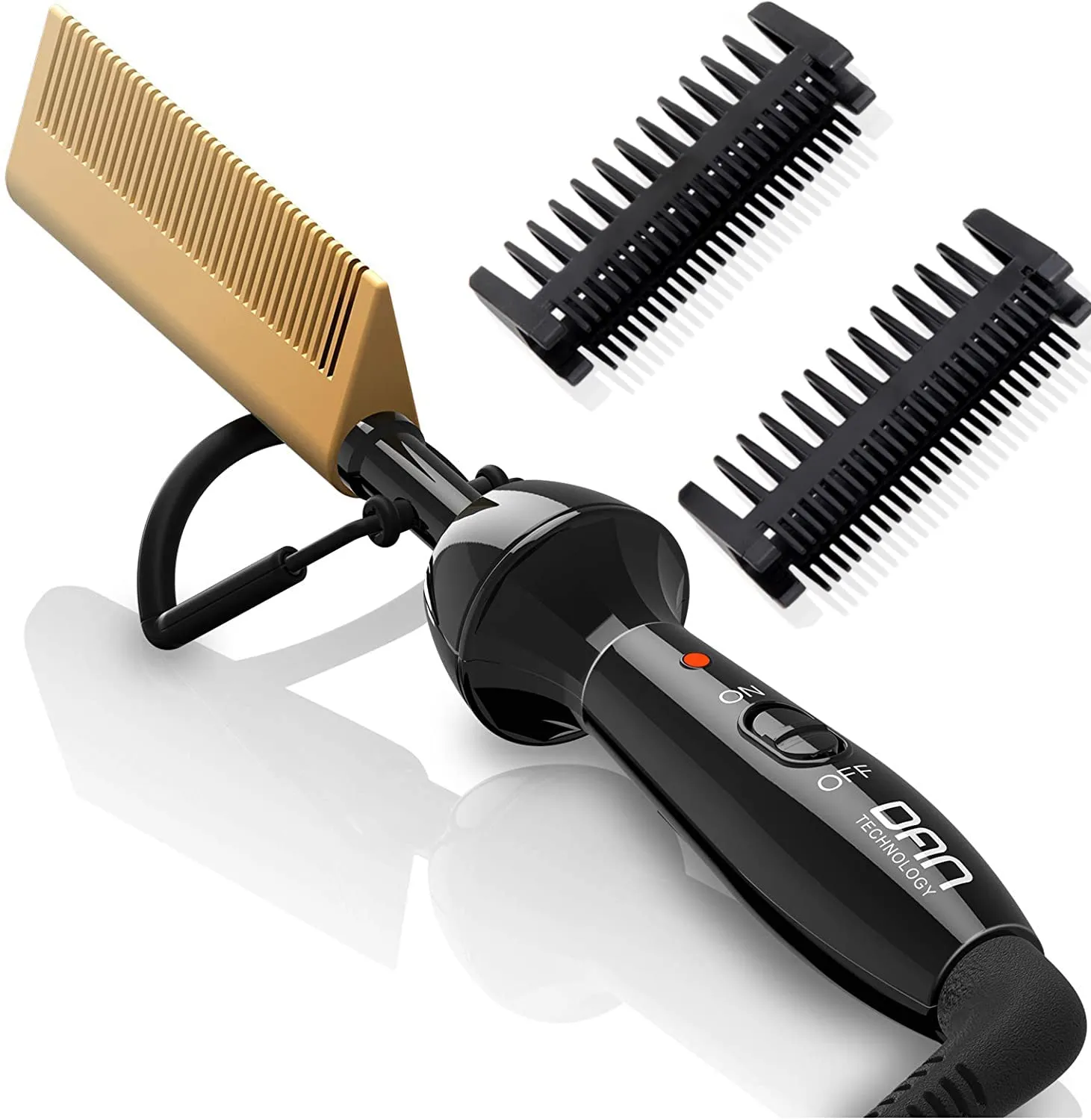 Dan Technology Mini Pressing Comb, Dual Voltage Travel & Home Hair Straightener for Natural Black Wigs and Hair
