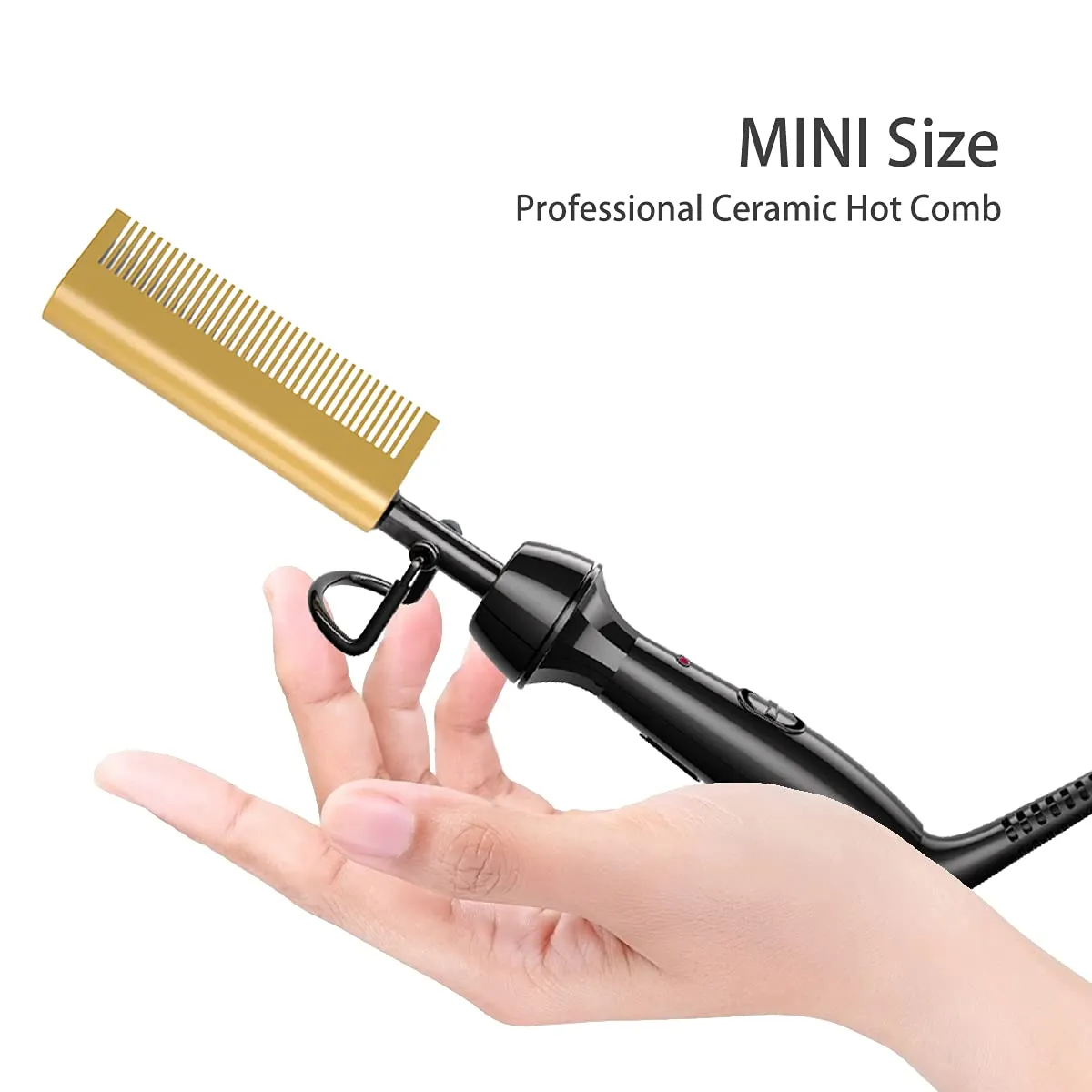Dan Technology Mini Pressing Comb, Dual Voltage Travel & Home Hair Straightener for Natural Black Wigs and Hair