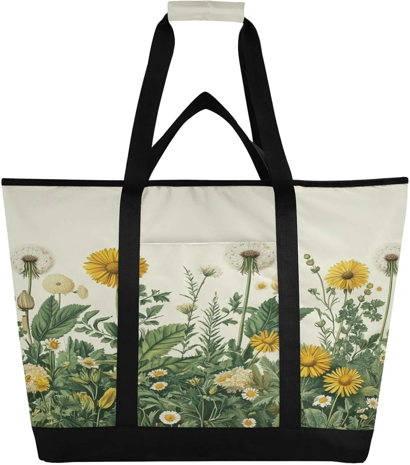Dandelion Flowers Reusable Insulated Lunchbox Cooler Bag, Leakproof Kitchen Grocery Bag Collapsible Portable Cooler Tote Bag for Picnic, Camping, Office, Travel