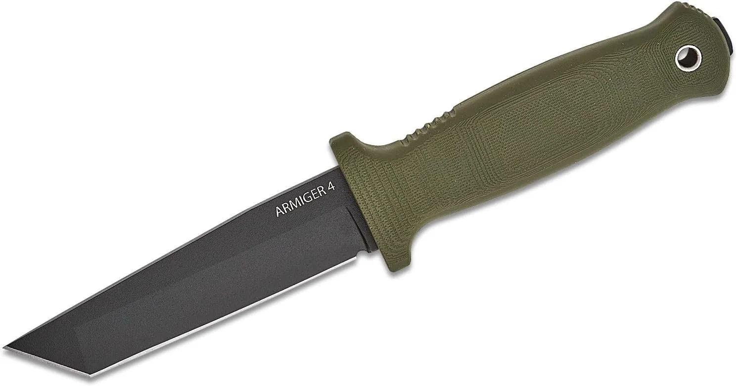 Demko Knives Armiger Fixed Blade with Sheath- Armiger 2 & Armiger 4 - Clip Point Spear Point Tanto Shark Foot Serrated Full Tang