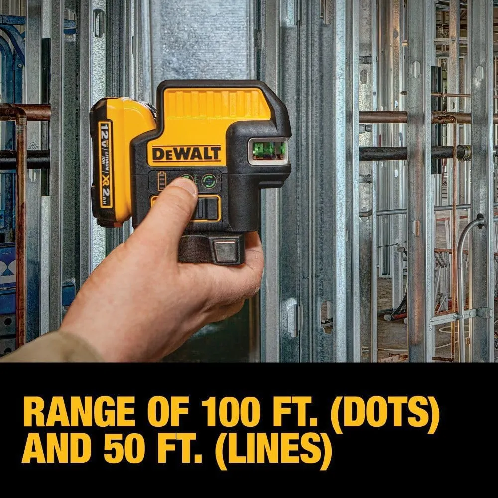 DEWALT 12V MAX Laser Level, Cross Line Laser, 2 Spot, Green (DW0822LG)