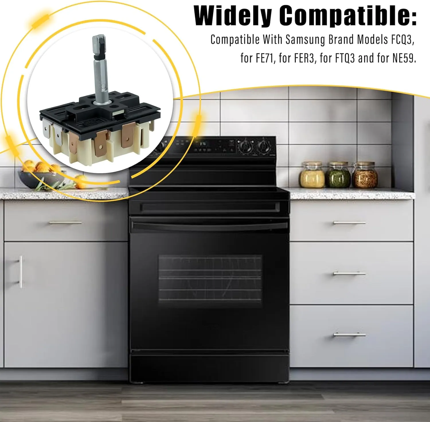 DG44-01002A 2087510 Electric Range Infinite Control Switch Replace for AP4337066, PS4240803, EAP4240803 MDSA-W21-UNM, Compatible with Samsung Range Burner