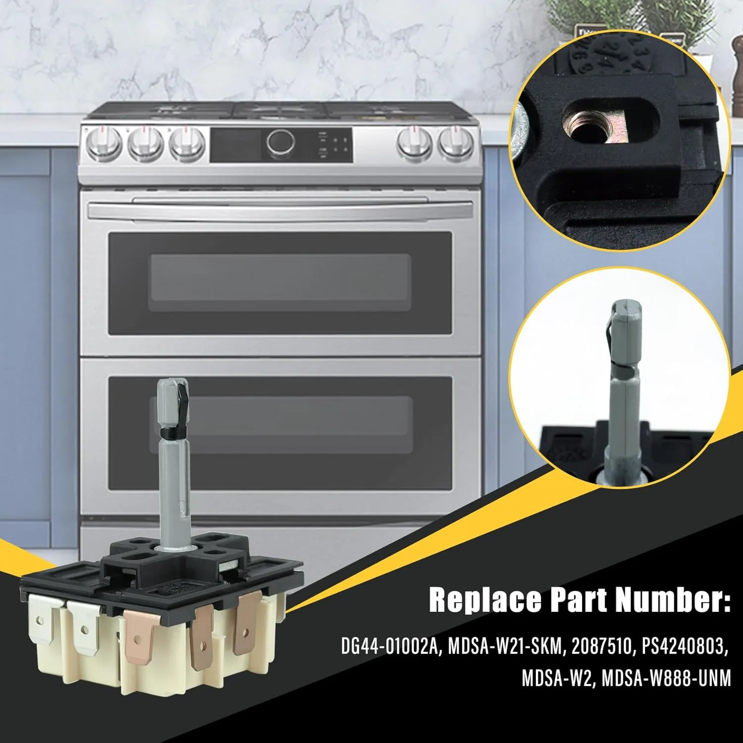 DG44-01002A 2087510 Electric Range Infinite Control Switch Replace for AP4337066, PS4240803, EAP4240803 MDSA-W21-UNM, Compatible with Samsung Range Burner