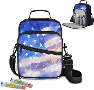 Diabetic Supplies Travel Bag, American Flag Insulin Travel Case, Diabetes Storage Bag with Adjustable Shoulder Strap