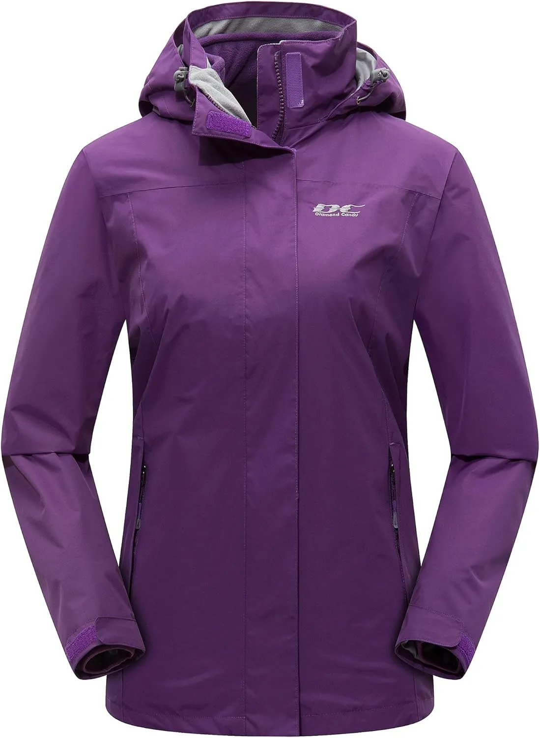 Diamond Candy Womens 3-in-1 Winter Jacket Waterproof Rain Coat with Hood Warm Fleece Ski Jackets