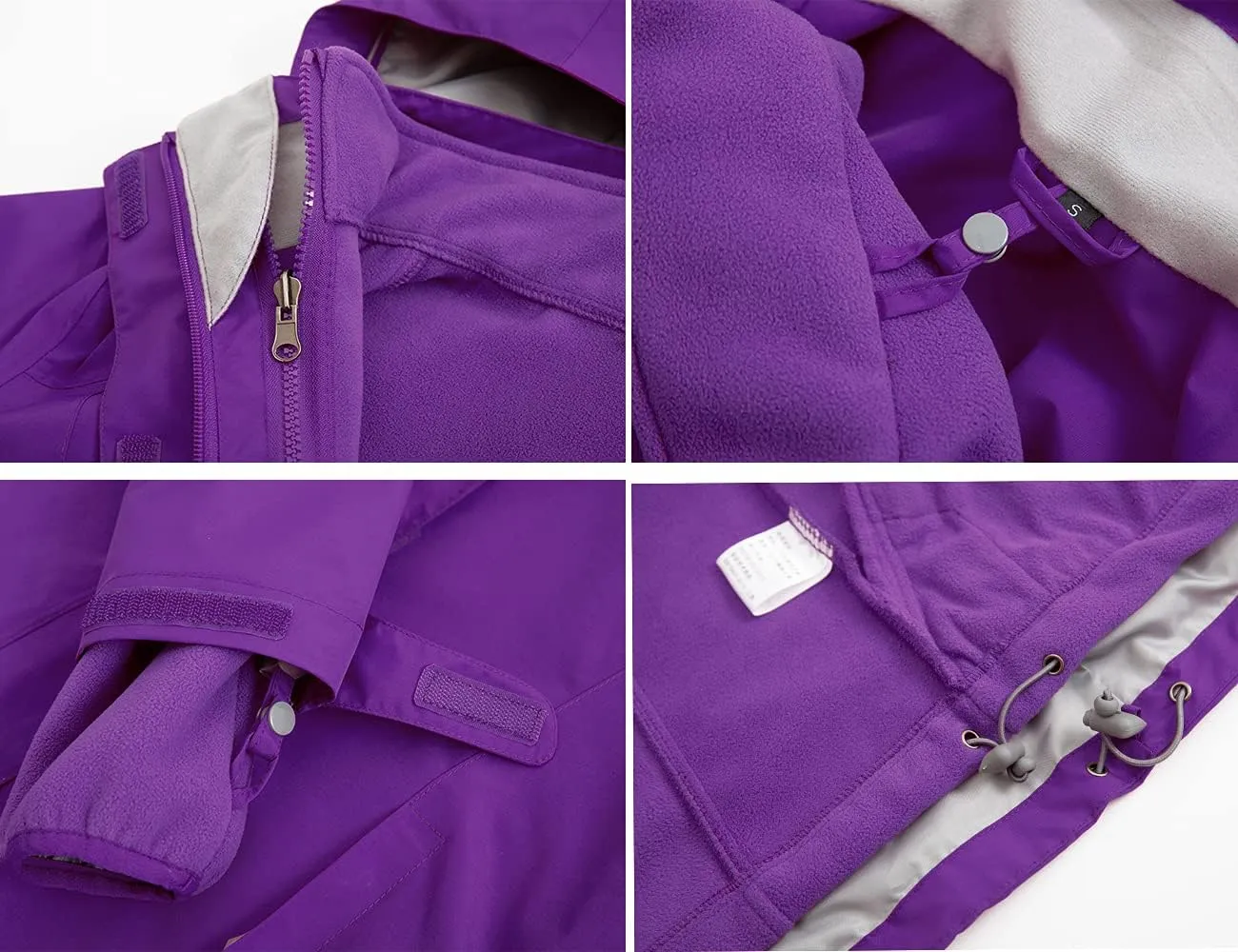 Diamond Candy Womens 3-in-1 Winter Jacket Waterproof Rain Coat with Hood Warm Fleece Ski Jackets