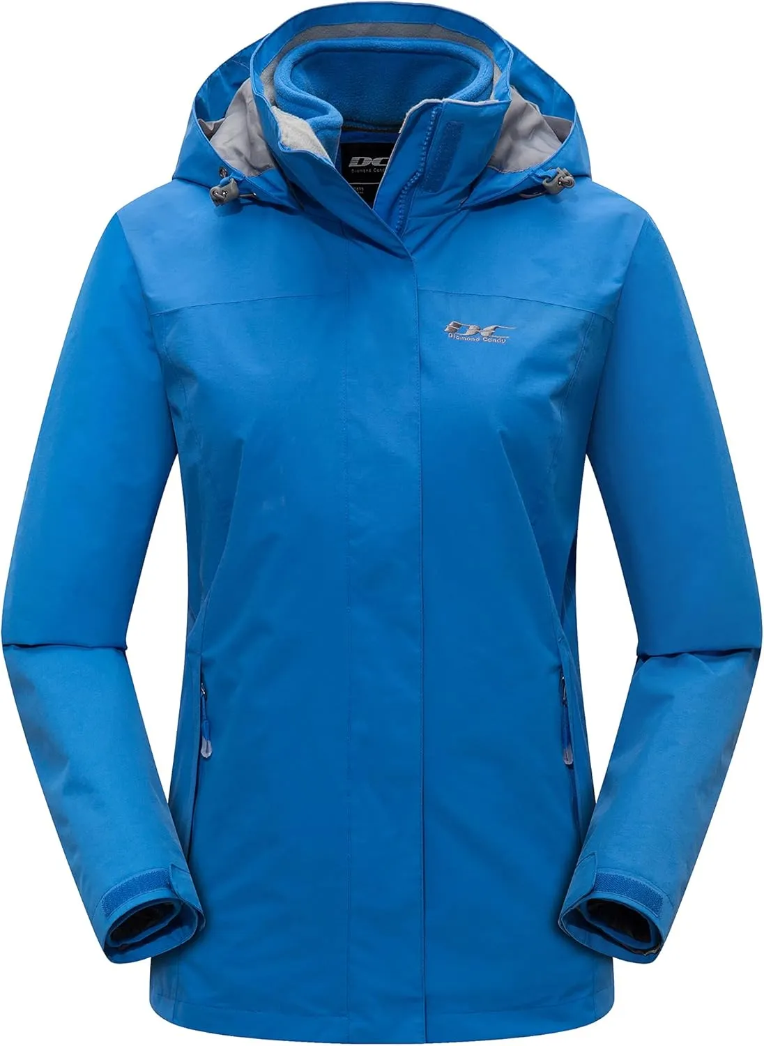 Diamond Candy Womens 3-in-1 Winter Jacket Waterproof Rain Coat with Hood Warm Fleece Ski Jackets