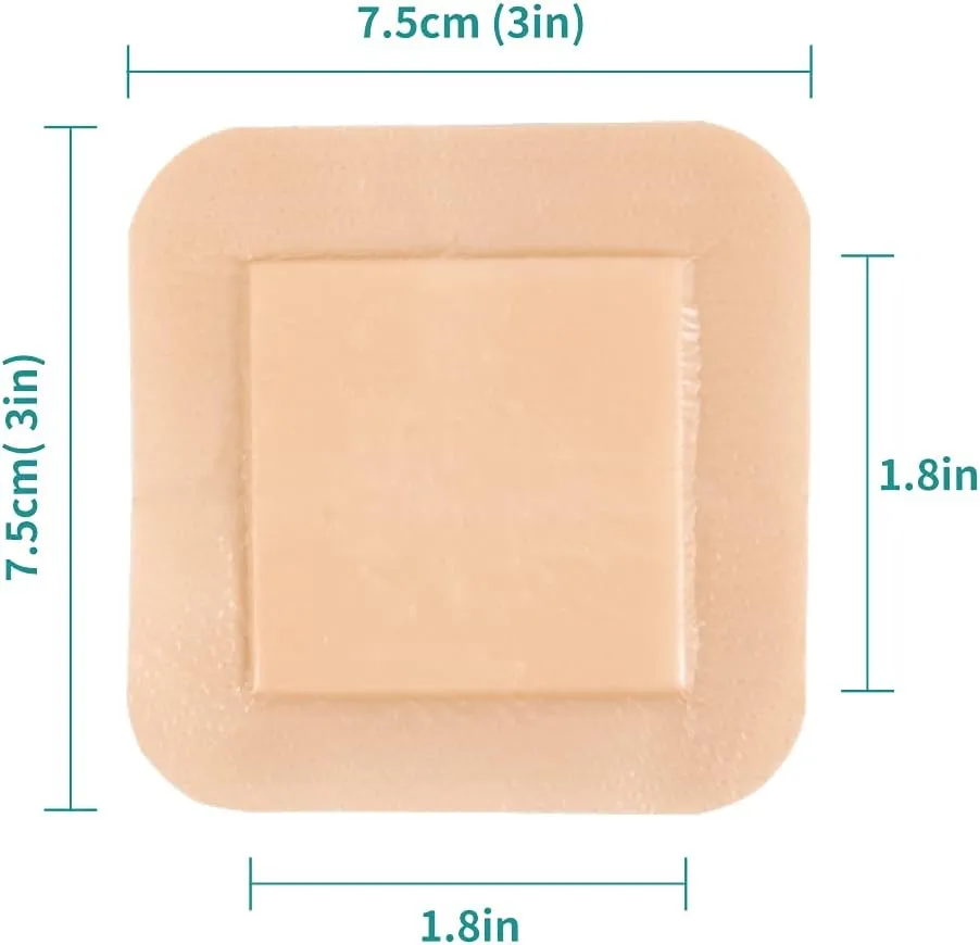 Dimora Silicone Foam Dressing with Border Adhesive 3"x3" Waterproof Wound Dressing First Aid Bandage for Wound Care 10 Pack(FSA/HSA Approved)