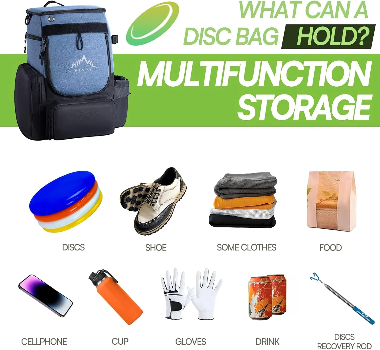 Disc Golf Bag-Heavy Duty 600D Polyester Disc Golf Bag with Insulated Cooler-Disc Golf Backpack with 26  Discs Capacity and multiple pockets-Lightweight and Durable