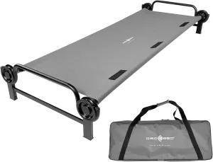 Disc-O-Bed Large Outdoor Modular 1 Person Single Camping Cot Portable Bed with 2 Height Options for Adults, Sleep Solution for Tents, Grey