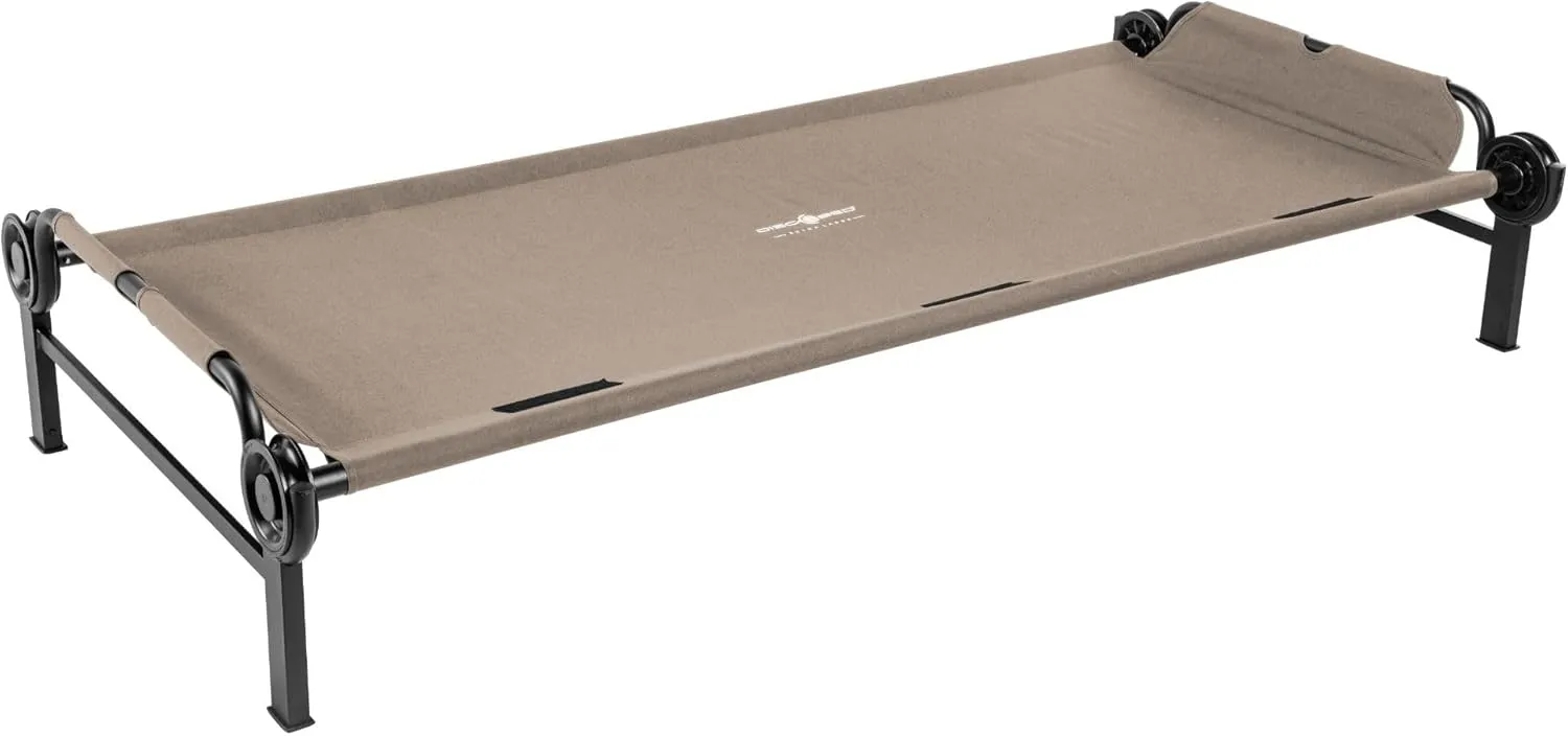 Disc-O-Bed XL Outdoor Modular 1 Person Single Camping Cot Portable Bed with 2 Height Options for Adults, Sleep Solution for Tents, Tan