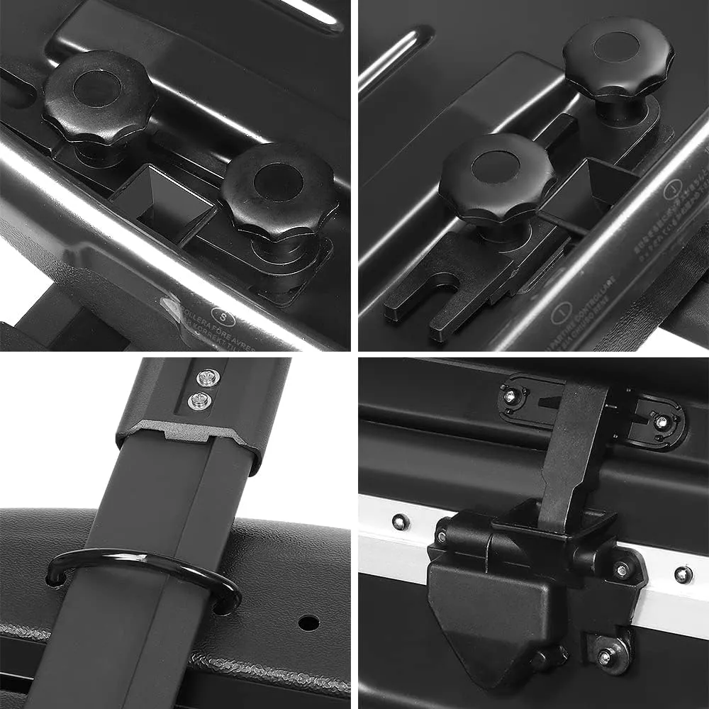 DNA MOTORING Extra Long XXL Rooftop Cargo Carrier Luggage Case Lockable Heavy Duty Roof Storage Box w/Lock Keys, 110Lb Capacity, 17 Cubic Ft.(Glossy Black),PT-ZTL-8295-GSBK