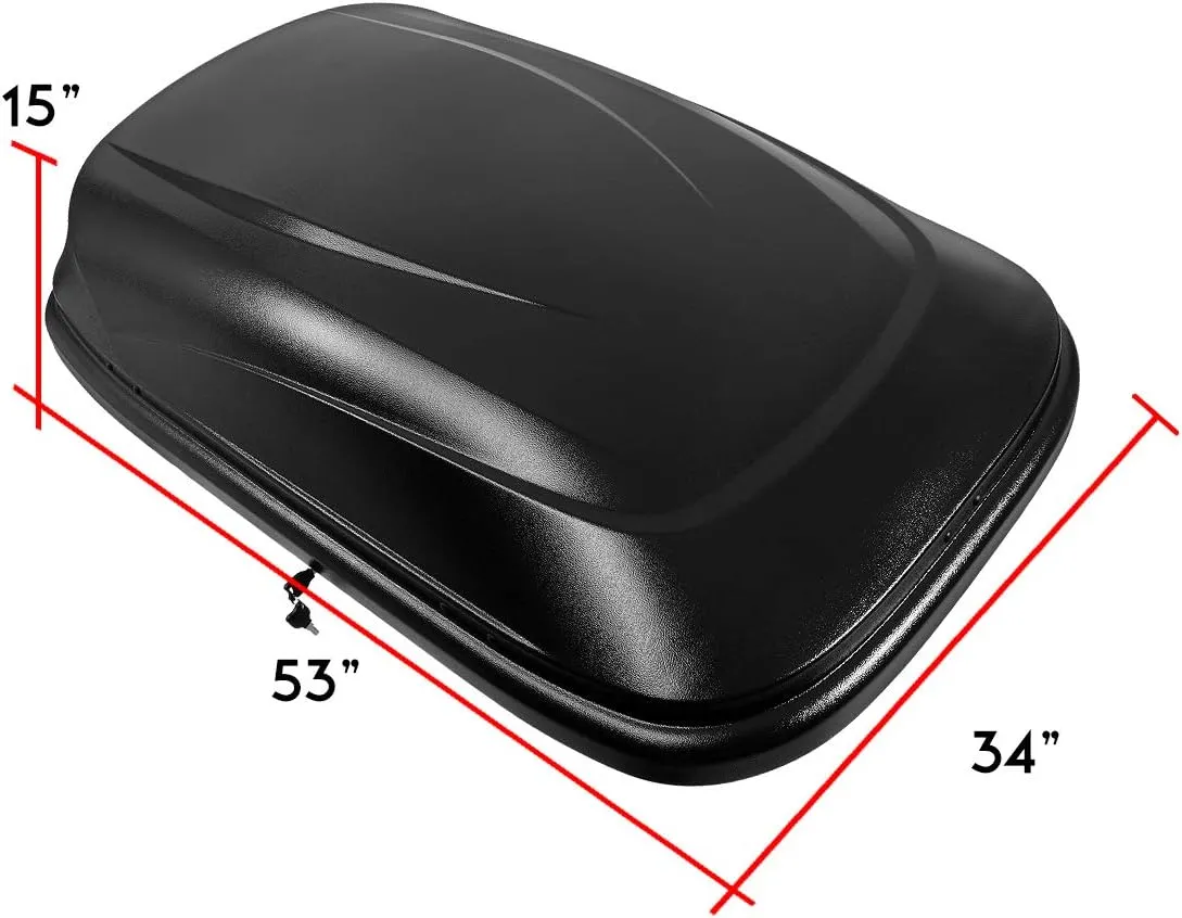 DNA MOTORING Rooftop Cargo Box Carrier Lockable Heavy Duty Car Top Storage Case, Capacity 110 Lbs, 53" L x 34" W x 15" H, 11 17 Cubic Ft.(Textured Black), PT-ZTL-8166-BK