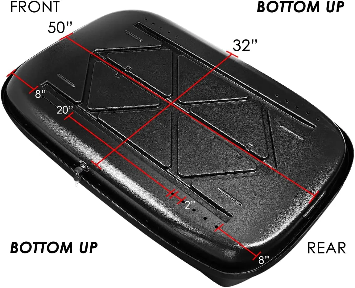 DNA MOTORING Rooftop Cargo Box Carrier Lockable Heavy Duty Car Top Storage Case, Capacity 110 Lbs, 53" L x 34" W x 15" H, 11 17 Cubic Ft.(Textured Black), PT-ZTL-8166-BK