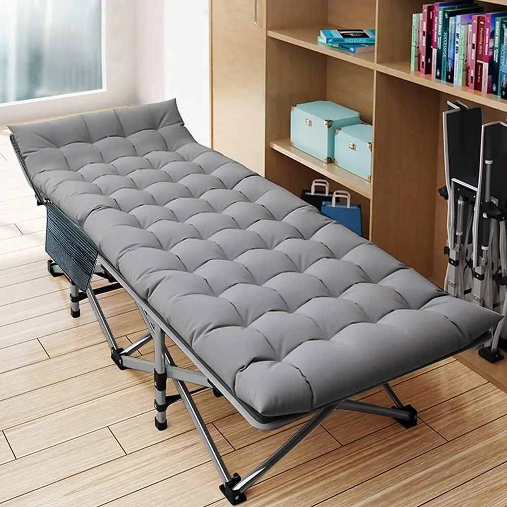 DoCred Folding Camping Cot with Mattress, 2 Pack Heavy Duty Folding Cot for Adults, Portable Sleeping Cot Bed Adults Outdoor Bed with Carry Bag, Travel Camp Cots
