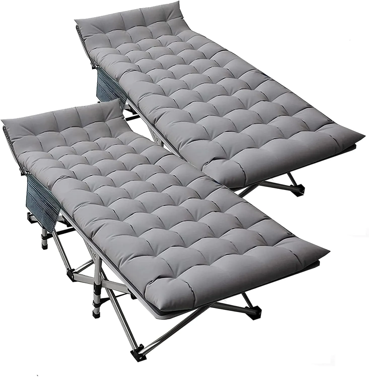 DoCred Folding Camping Cot with Mattress, 2 Pack Heavy Duty Folding Cot for Adults, Portable Sleeping Cot Bed Adults Outdoor Bed with Carry Bag, Travel Camp Cots