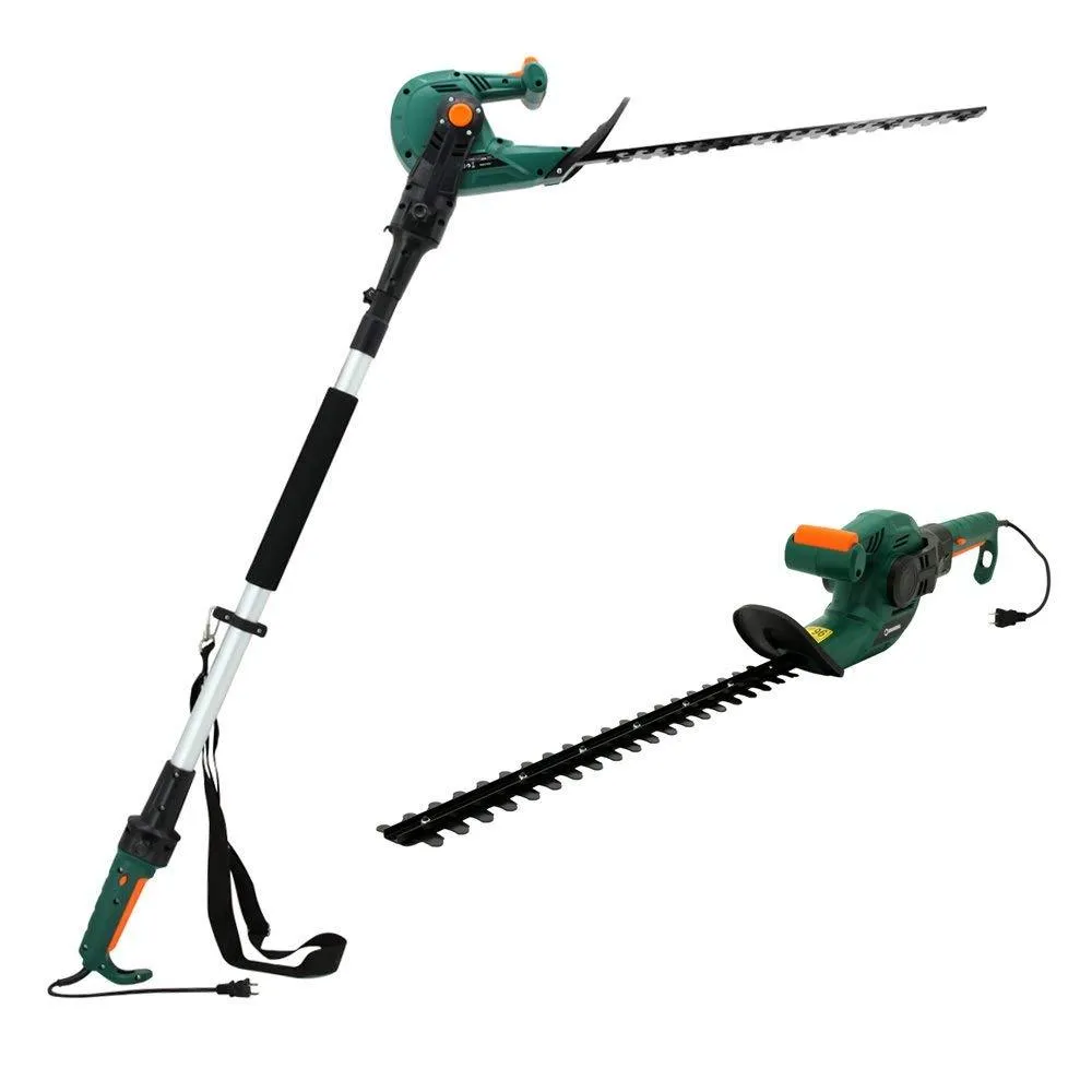 DOEWORKS Electric Corded 3 in 1 Extended Hedge Trimmer on Pole with Rotating Handle, 20" Dual-Action Steel Blade