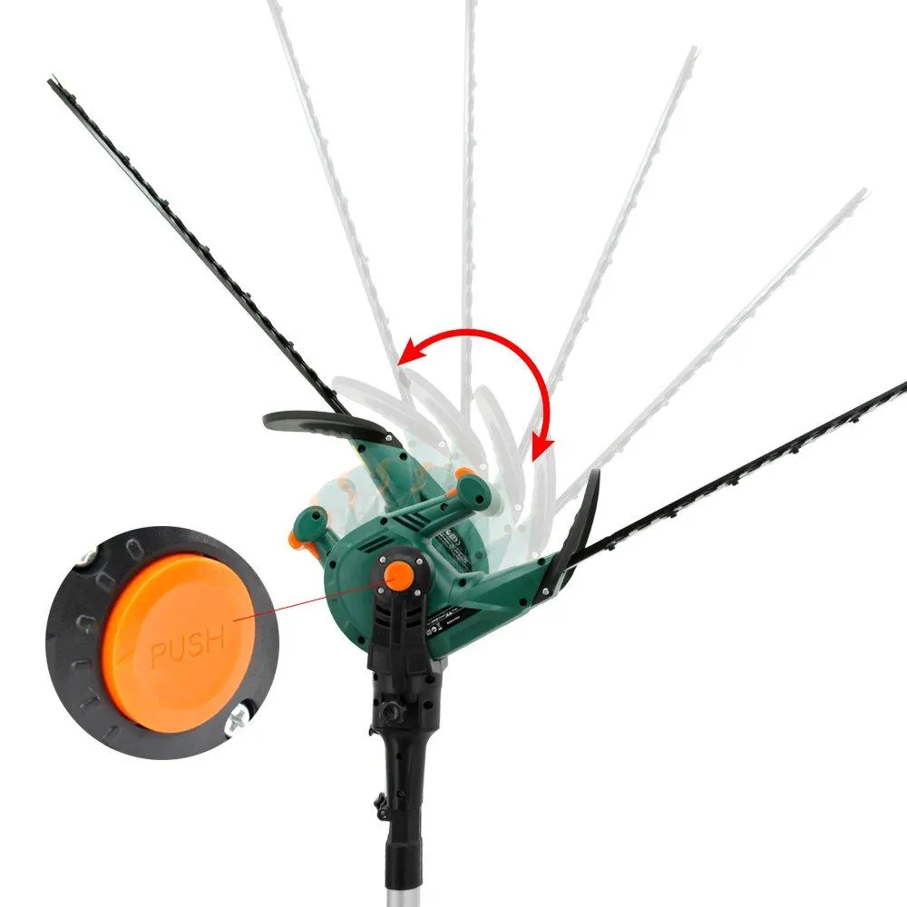 DOEWORKS Electric Corded 3 in 1 Extended Hedge Trimmer on Pole with Rotating Handle, 20" Dual-Action Steel Blade
