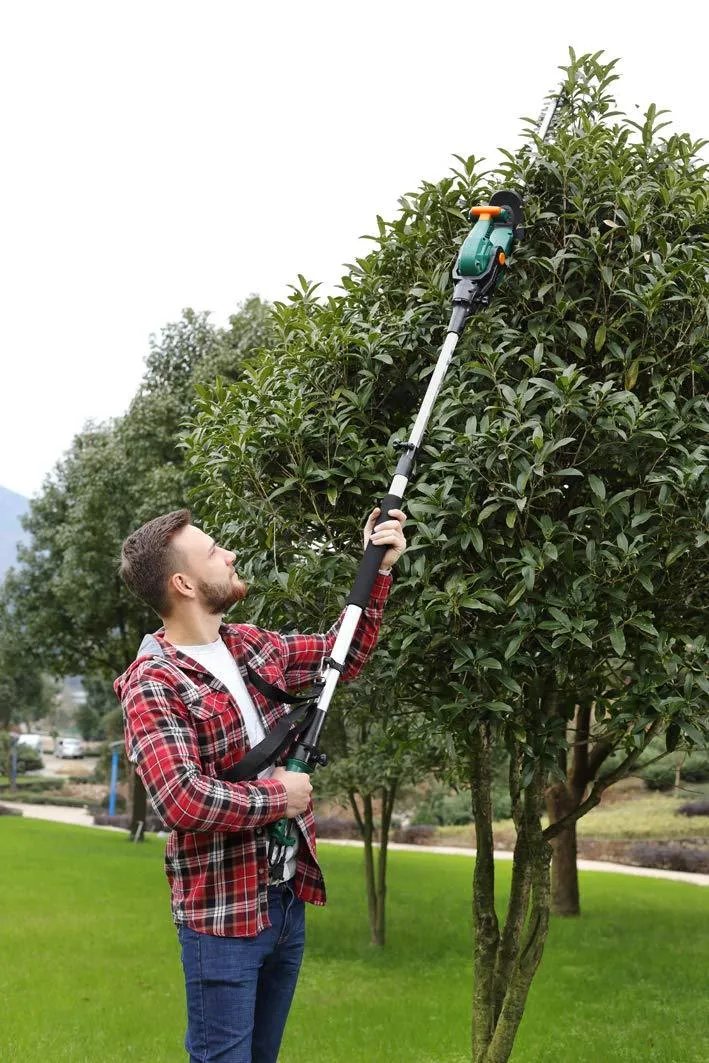 DOEWORKS Electric Corded 3 in 1 Extended Hedge Trimmer on Pole with Rotating Handle, 20" Dual-Action Steel Blade