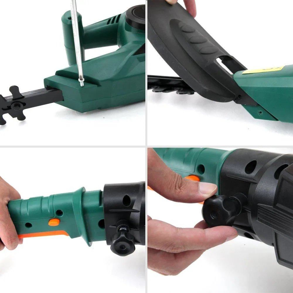 DOEWORKS Electric Corded 3 in 1 Extended Hedge Trimmer on Pole with Rotating Handle, 20" Dual-Action Steel Blade
