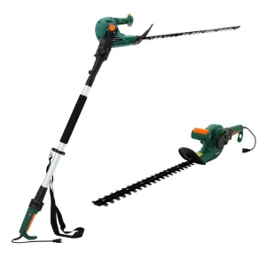 DOEWORKS Electric Corded 3 in 1 Extended Hedge Trimmer on Pole with Rotating Handle, 20" Dual-Action Steel Blade