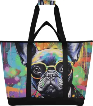 Dog Reusable Insulated Cooler Bag with Ice Pack Compartment - Large 47L Waterproof Thermal Grocery Tote for Picnic Beach Camping Lunch Storage