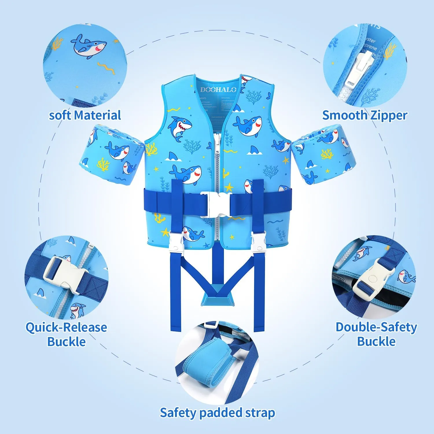DOOHALO Toddler Swim Vest Kids Swimming Training Vest for Boys Girls Suitable for Age 1 to 8 Years 20Ibs - 46Ibs