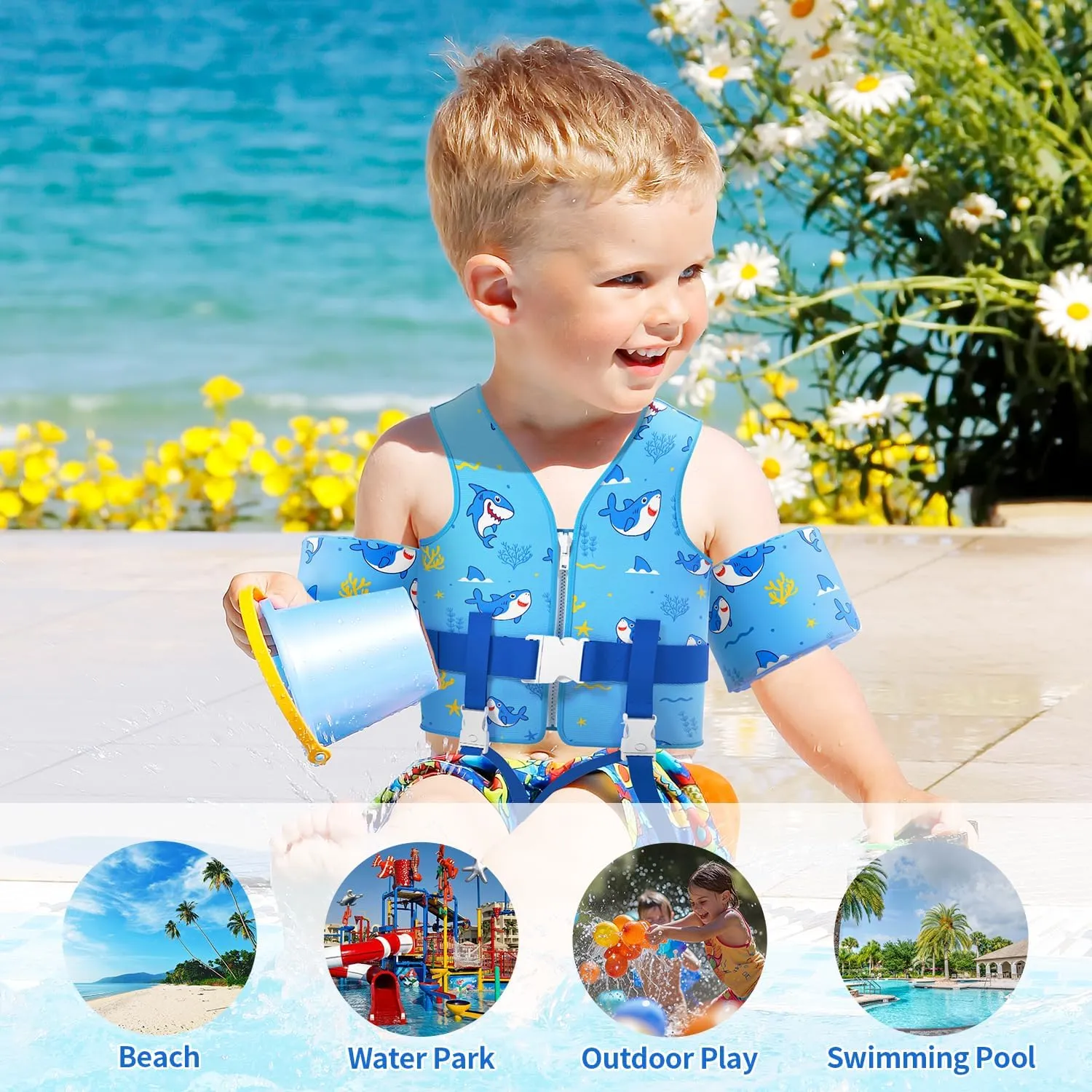 DOOHALO Toddler Swim Vest Kids Swimming Training Vest for Boys Girls Suitable for Age 1 to 8 Years 20Ibs - 46Ibs