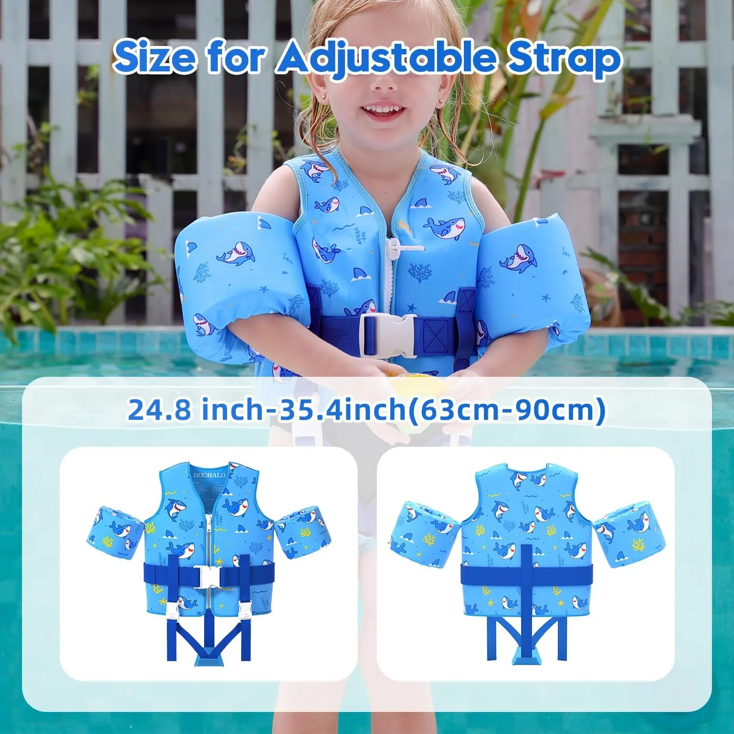DOOHALO Toddler Swim Vest Kids Swimming Training Vest for Boys Girls Suitable for Age 1 to 8 Years 20Ibs - 46Ibs