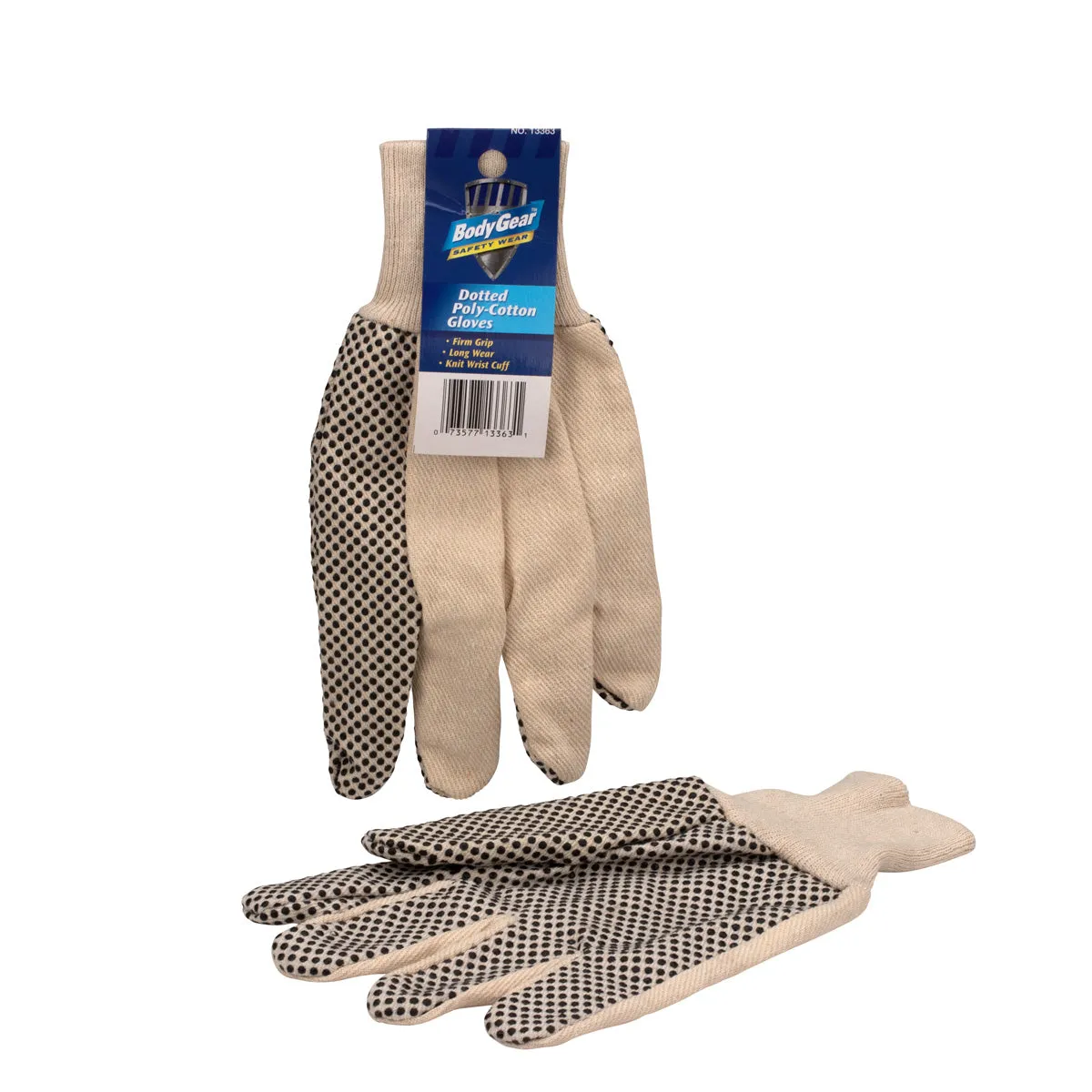 Dotted Cotton Gloves, 1 Pair, Size Large