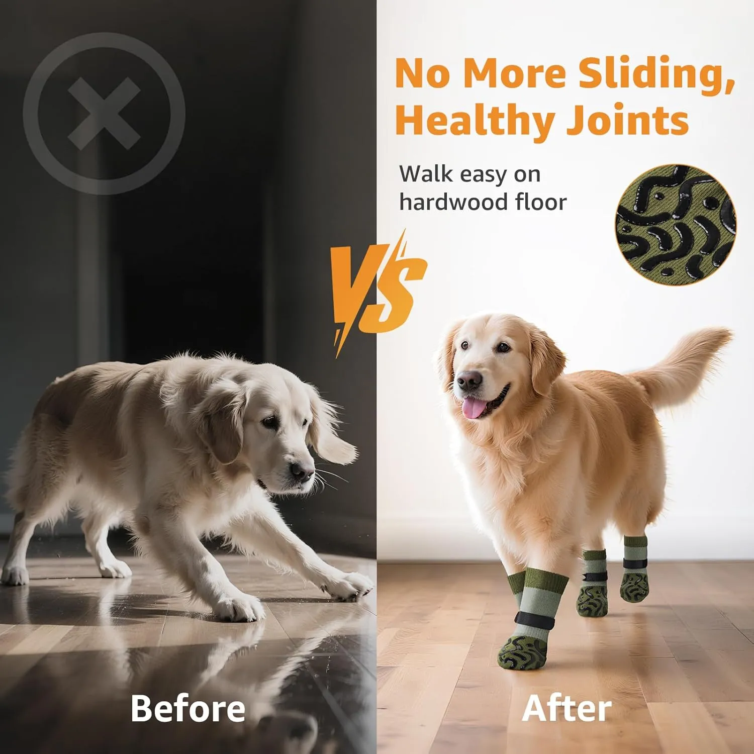 Double Sides Non-Slip Dog Socks to Prevent Licking Paws - Strong Traction for Paw Protector, Senior Dogs, Hardwood Floors, Dog Booties with Grippers - Size Medium