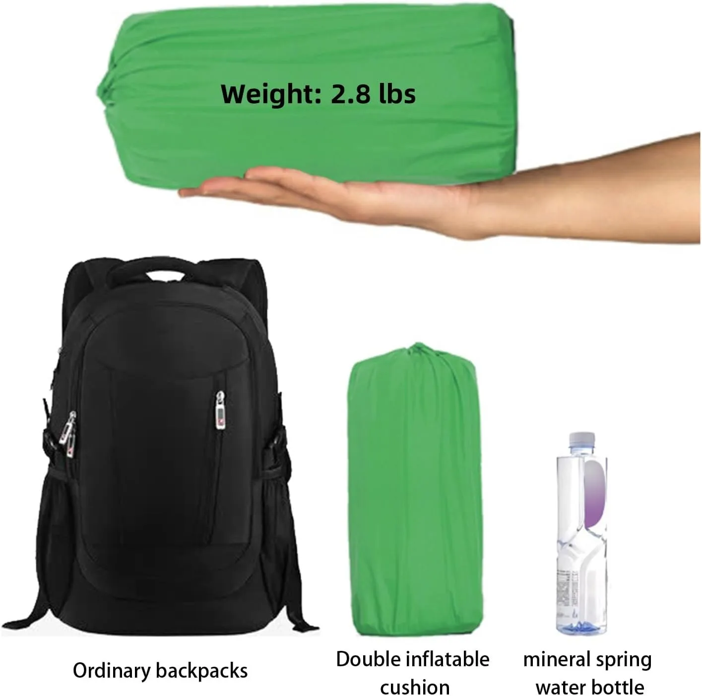 Double Sleeping Pad for Camping, Ultra-Light Inflatable Camping Mattress with Pillow, for Backpacking Hiking Car Traveling Beach(Color:Blue)